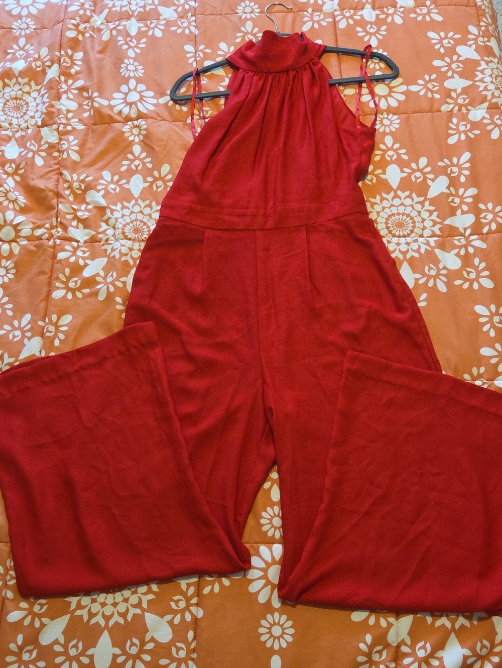 Jason Wu Red High-Neck Wide-Leg Jumpsuit. With Packet     *